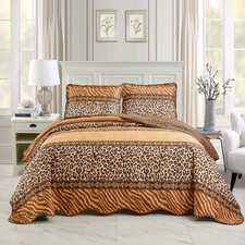 Masterplay 3-Piece Fine Animal Print Oversize 100 X 95 Quilt Set Bedspread