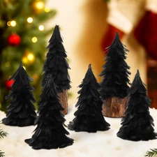 6 Pcs Christmas Feather Tree Table Top Feather 8" Xmas Tree Tabletop Decorati...
