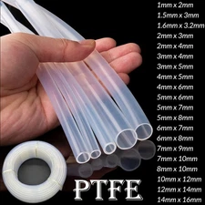 PTFE Tube Tubing Pipe ID 1mm - 20mm OD 2mm-25mm Translucent High Temp Resistance