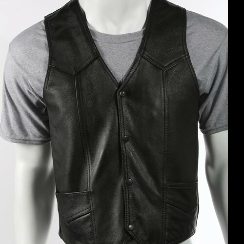 Leather Biker Vest Sz50 XXL Motorcycle Riding Deep Conceal Carry Gun Pocket - Foto 1 di 12