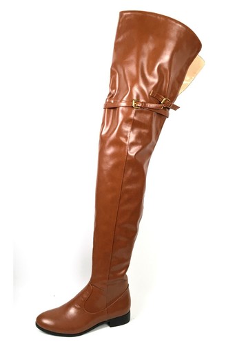 Botas de invierno para mujer con cremallera punta redonda sobre la rodilla botas altas en el muslo zapatos planos 2021 - Imagen 4 de 10