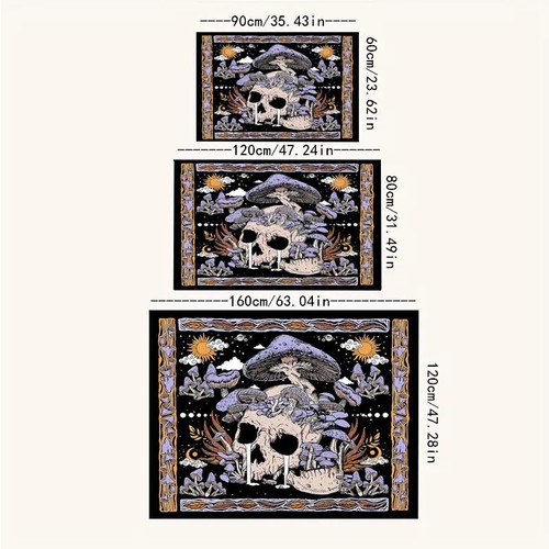Gothic Skull Mushroom Area rug,Skull Mat Decor Gothic Carpet,Gothic Floor Mat - Picture 3 of 8