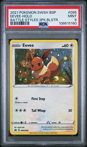 2021 Pokemon Eevee Holo SWSH095 Battle Styles Blister Promo PSA 9 MT -60