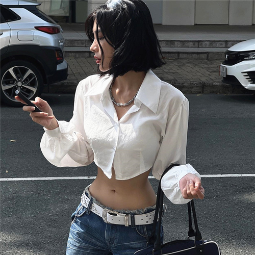 Cardigan donna moda tendenza casual con bavero cavo manica lunga maglietta top - Foto 3 di 11