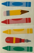 WRITING INSTRUMENTS Stickers(6pc) Mrs.Grossmans•Crayon•Pencil •Pen•School•Kids