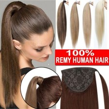 Double Weft Clip In Ponytail Hair Extensions Real Remy Russian Human Hair 16-28"