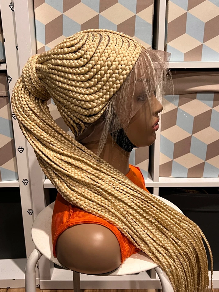 Плетеный парик: красивый парик ручной работы из кукурузной блондинки... ДЛИНА 26 дюймов в длину. - Изображение 2 из 4