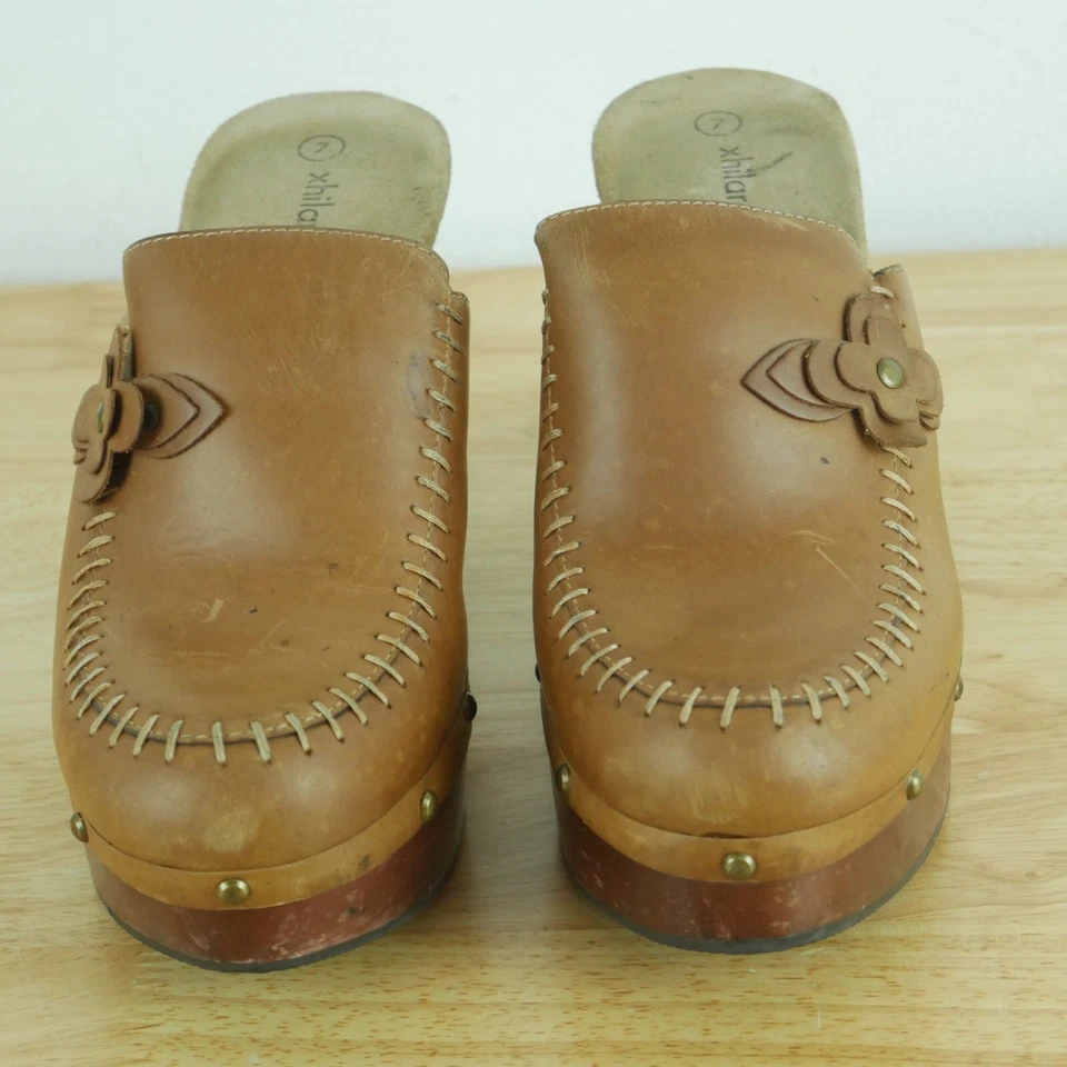 Vintage Size 7 Y2K Clogs Chunky Heel Platform Mules Boho Xhilaration Chunky Stud - Image 3 of 4