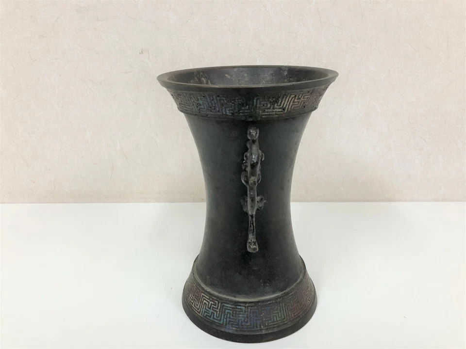 Y3876 FLOWER VASE Copper Cloisonne work Japan ikebana decor interior antique - Image 2 of 4