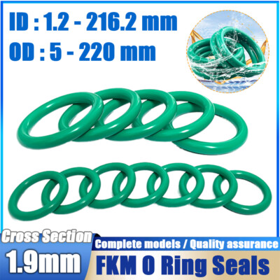 Metric Vitons Rubber FKM O Ring Seals 1.9mm Cross Section 1.2mm-216mm ID