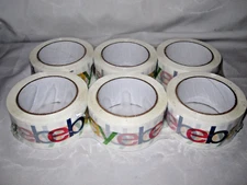 Six (6) Rolls eBay Branded Logo BOPP Shipping Tape 75 yards x 2 " multicolor
