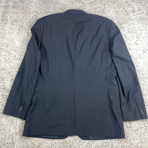Hugo Boss Jacket 44R Angelico Lanificio Cerruti Wool Pinstripe Navy Blue Suit - Picture 2 of 15