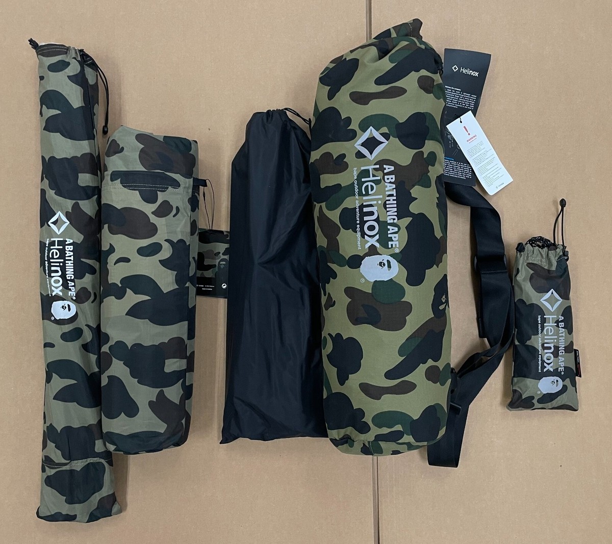 A BATHING APE BAPE X HELINOX TARP & ALPINE DOME TENT GREEN