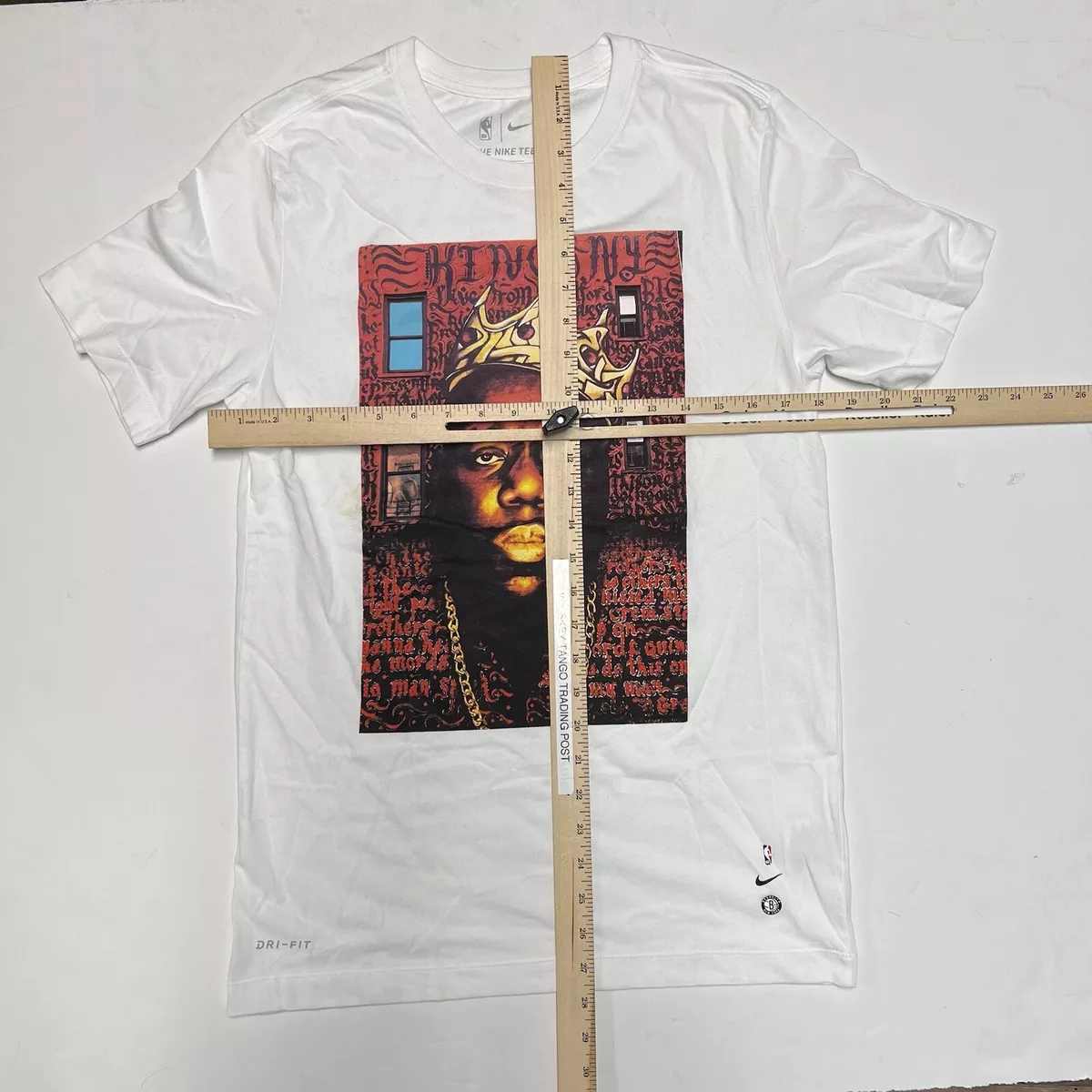 Nike BIGGIE SMALLS BIG Rapper Brooklyn Nets Dri Fit White Men s T