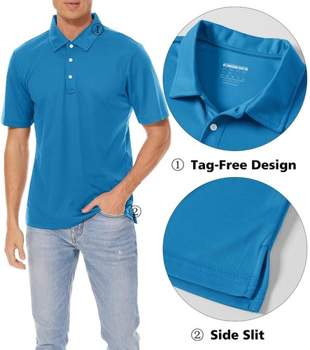 Men's Casual Polo Shirts Short Sleeve Quick Drying Outdoor Golf Sport Work Tops - Picture 58 of 126