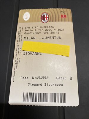 Ticket Milan - Juventus Serie A 2020/2021 Portes Closes Rare