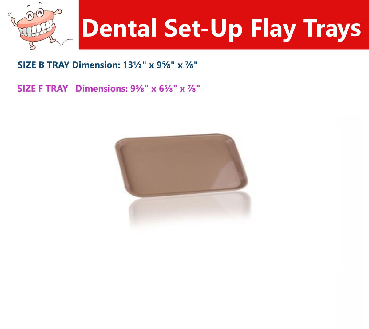 Dental Procedure Set-Up Tray Flat B (Ritter) – Autoclavable, 13.5x9.625x0.875 Inches