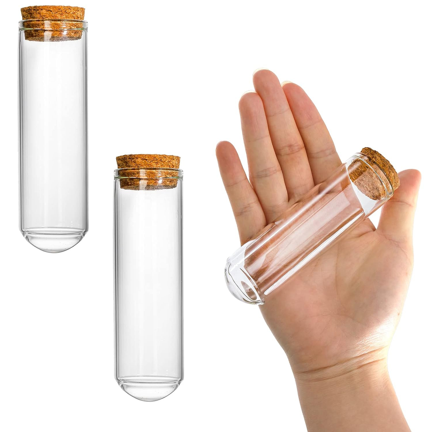 Frcctre 48 Pack 50Ml Glass Test Tubes with Cork Stoppers, 30X100Mm Clear round B