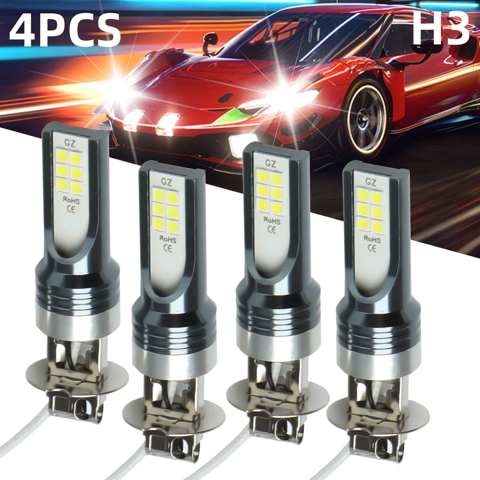 4x H7 LED Headlight Bulb Kit High Low Beam 220W 60000LM Super Bright 6000K White - Image 2 of 4