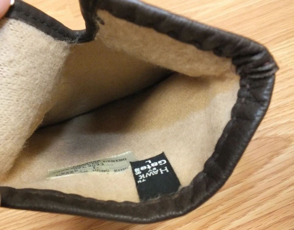 复古 Hawk & Gates 大号出生皮革带丙烯酸衬里手套 * * 阅读 * * — 第 3/4 张图片