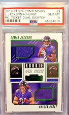 2018 LAMAR JACKSON/H HURST ROOKIE SWATCH TICKET CONTENDERS PSA 10! POP 3!