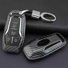 Carbon Fiber Hard Smart Key Cover Chain Case Holder Accessories Fit Ford Lincoln