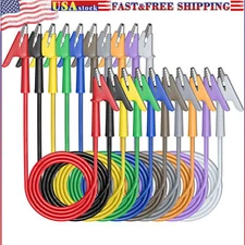 10PC Alligator Clip Test Lead Dual End Crocodile Wire Cable with Insulators Clip