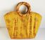 thumbnail 2 - Golden Asian Handbag, Silk and Bamboo or Wooden Round Handles (b790)