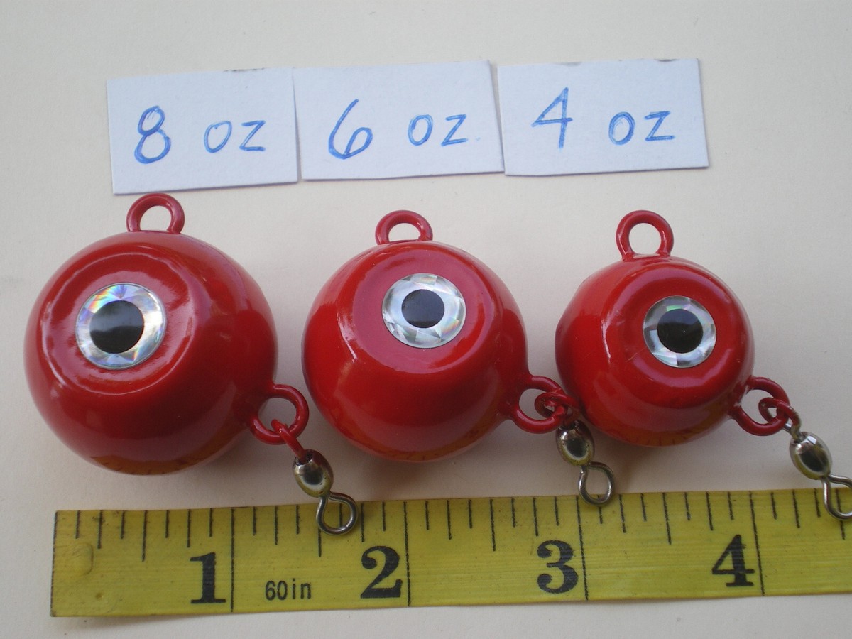9 PCS. FLUKE EAR BALL JIGS W/EYE SOCKET #1 SWIVEL/FOREST