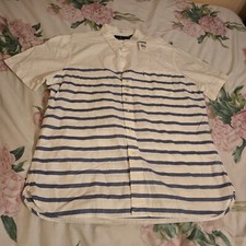 Polo Ralph Lauren Short Sleeve Slim Fit Button Down Striped White,Blue READ