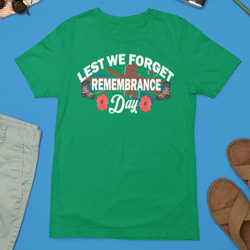 Remembrance Day T-shirt Lest We Forget British Soldier Army Armed Poppy Flower - Picture 2 of 22