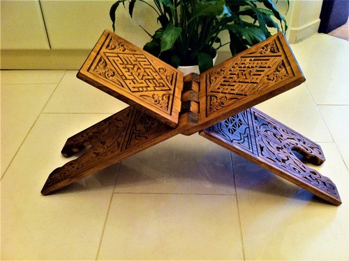 25.5'' Wooden Folding Quran-Bible-Torah Stand,Handmade,Christmas gift - Foto 3 di 17
