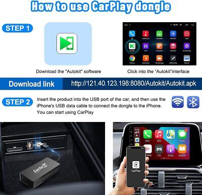  Wired CarPlay dongle for car Screen with Android System 4.4.2  or Above Only Android car Radio, APK Needs to be Installed Before use,  Support Android Auto/Mirroring/Google/SIRI/Upgrade Black… : Electronics