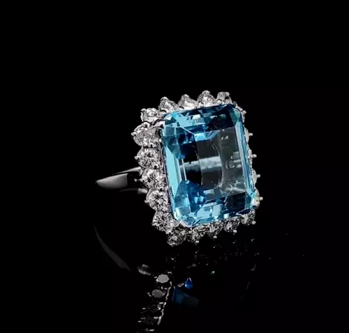 Awesome Huge Transparent Aqua Emerald Cut Lab Created Aquamarine