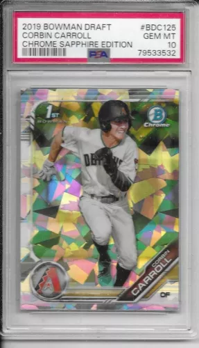 2019 Bowman Chrome Draft Sapphire 1st Corbin Carroll #BDC125 GEM MINT PSA 10 