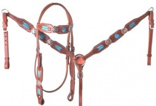 Leather Western Tack Set With Headstall ,Breast Collar and Reins.