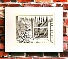 VTG B Kliban Art Print 1977 Funny Cat Rare Calendar Lithograph 14"x 11" February