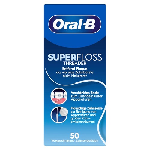 2 x Oral B Super Floss 50 hebras de corte pre enhebradoras | hilo dental encías saludables - Imagen 9 de 9