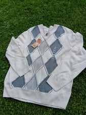 Dockers Sweater Adult Large Light Brown V Neck Argyle New Tag 55.00 Easy Care
