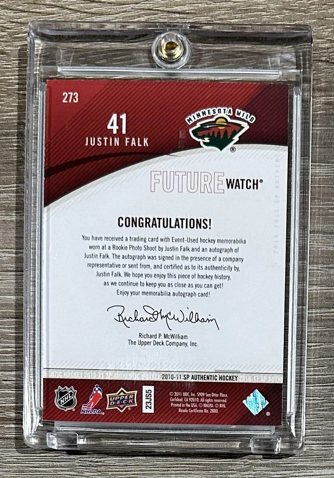 2010-11 SP Authentic #273 Justin Falk Limited Patch AUTO #/100 - Image 2 of 2