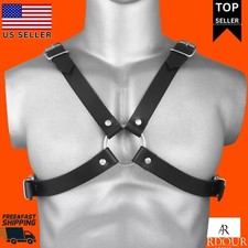 Premium Soft Leather Chest Harness for Men  Fully Adjustable Comfortable Strap