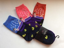 3 PAIRS WOMENS RUB-A-DUB-TUB  RUBBER DUCKY SOCKS  BLUE/PINK/RED NWL  SZ 9-11