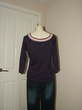 Used Jeans Co.size 12/14 cotton ladies purple sweatshirt with striped ribbing