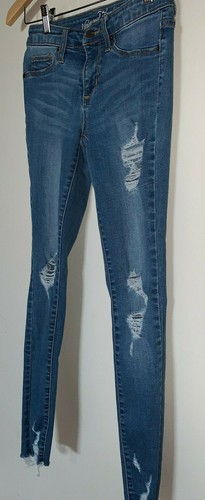 Women's High Rise Skinny Blue Denim Jeans Size 00/24R - Picture 3 of 4