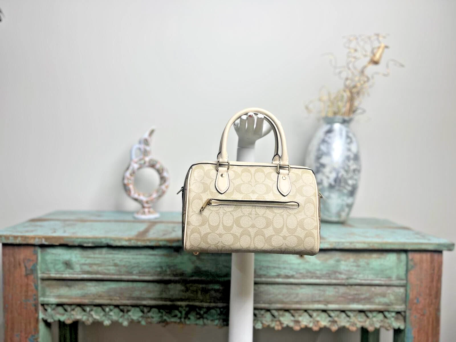 Borsa Coach Rowan nuova con etichetta in tela firmata bloccata CH486