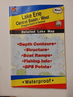 Lake Erie Great Lakes Series Fishing Hot Spots Waterproof Map