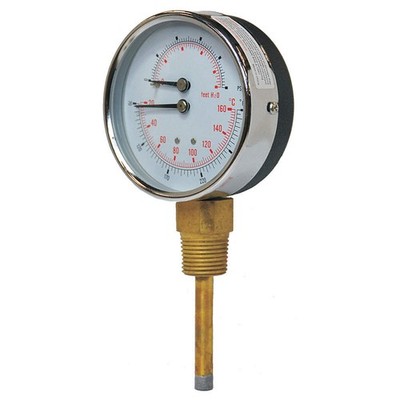 PIC GAUGES TRI-HD-302L-E Boiler Gauge,Round,0-100 psi,80 to 320F 19RZ41