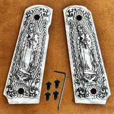 1911 Full Size Fit Govt Colt & Clones Polished Engrave Mother Of Pearl Grips NEW