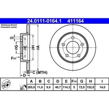 2x ATE 24.0111-0164.1 Bremsscheibe für MAZDA 3 BK BL Bremsscheiben