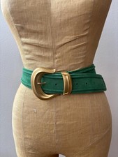 Vintage Green Suede Gold Buckle Wide Statement Belt